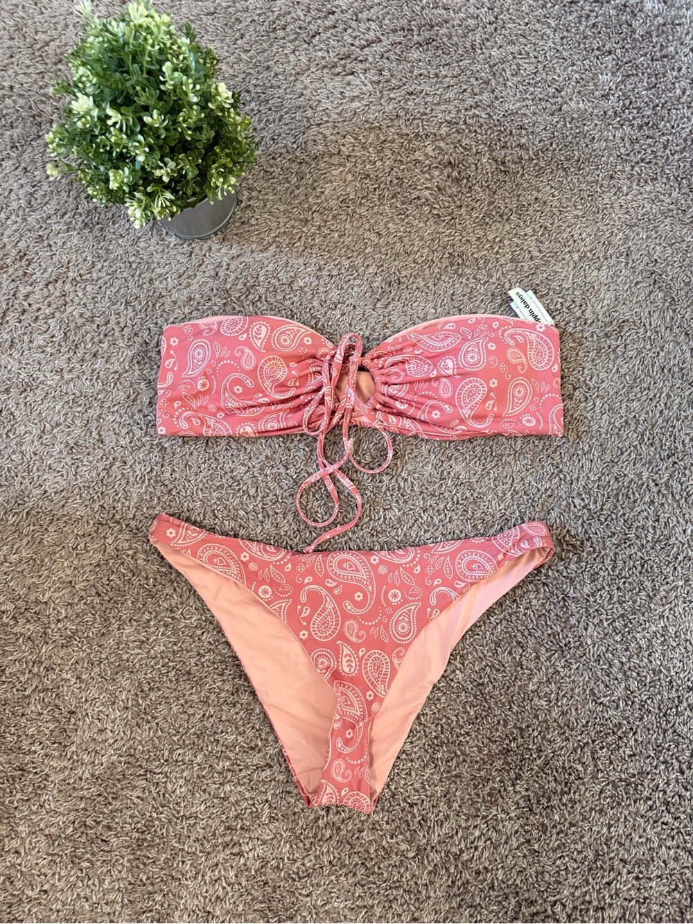 New Dippin' Daisys Paisley Reversible Bikini Set Size XL